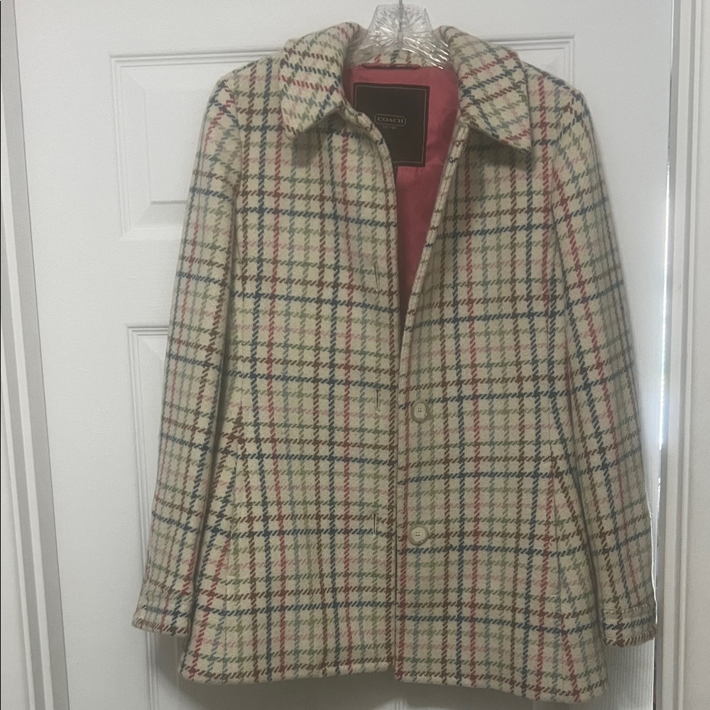 Coach Multicolor Plaid Pea Coat